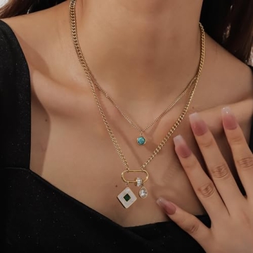 Vintage Charm Necklace with Turquoise Gemstone Pendant