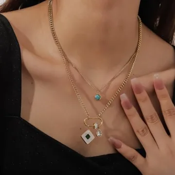 Vintage Charm Necklace with Turquoise Gemstone Pendant