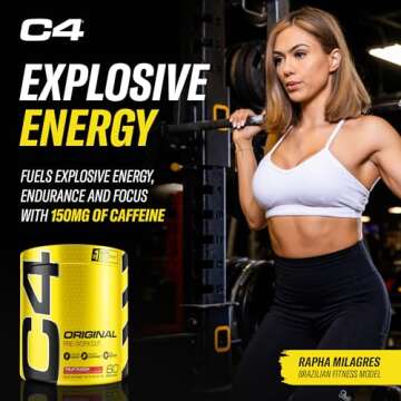 C4 Original Pre Workout Powder Fruit Punch - Vitamin C for Immune Support - Sugar Free Preworkout Energy for Men & Women - 150mg Caffeine + Beta Alanine + Creatine - 60 Servings