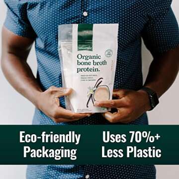 Natural Force - Vanilla Organic Bone Broth Protein Powder, Grass-Fed & Keto Certified, Types I, II & III Collagen, Smooth and Creamy, Perfect for Smoothies & Shakes, 12.3 oz