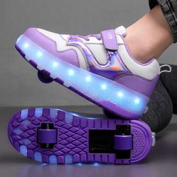 HHSTS Kids Shoes - New Upgraded with Wheels LED Light Color Shoes Shiny Roller Skates Skate Shoes Simple Kids Gifts Boys Girls The Best Gift for Party Birthday Christmas Day