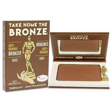 theBalm Take Home The Bronze, Greg, Long Lasting, Anti-Orange Bronzer, Durable Cosmetics, Contour Powder, lighter skin tones, Brown 0.25 Fl Oz