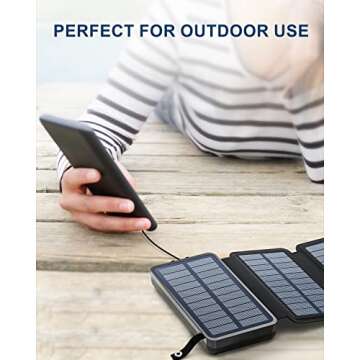 Hiluckey Solar Charger Power Bank 25000mAh USB C Fast Charging Portable Phone Charger with 4 Solar Panels & 3 USB Outputs for iPhone Tablet