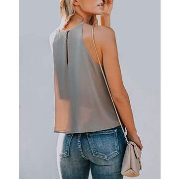 Topstype Women's Summer Sleeveless Crew Neck Tank Tops Camis Front Tie Knot Casual Shirt Keyhole Front Blouse