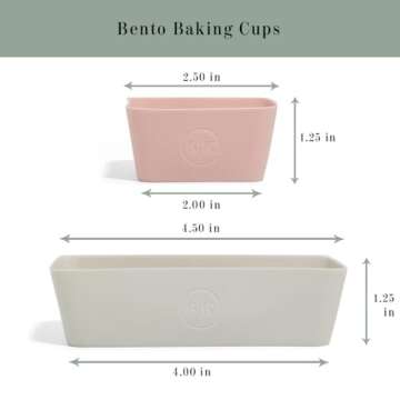 The Silicone Kitchen Reusable Silicone Bento Baking Cups, Non-Toxic, BPA Free, Dishwasher Safe Bento Box Accessories Lunch Box Dividers, Square and Rectangle, 24 Pack, Pink, Blue, Gray