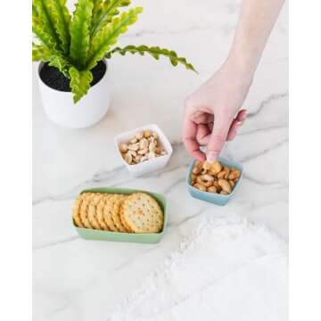 The Silicone Kitchen Reusable Silicone Bento Baking Cups, Non-Toxic, BPA Free, Dishwasher Safe Bento Box Accessories Lunch Box Dividers, Square and Rectangle, 24 Pack, Pink, Blue, Gray