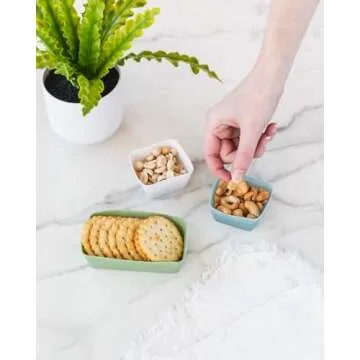 The Silicone Kitchen Reusable Silicone Bento Baking Cups, Non-Toxic, BPA Free, Dishwasher Safe Bento Box Accessories Lunch Box Dividers, Square and Rectangle, 24 Pack, Pink, Blue, Gray