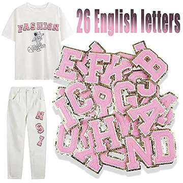 Stylish 26Pcs A-Z Iron On Letter Patches - Pink Decorative Appliques