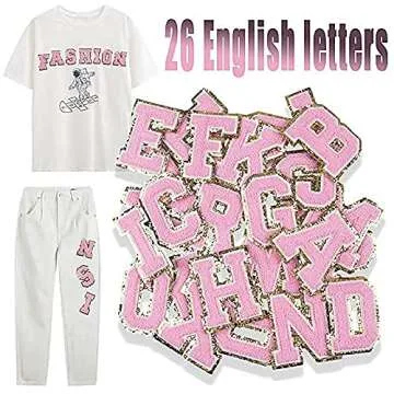 Stylish 26Pcs A-Z Iron On Letter Patches - Pink Decorative Appliques