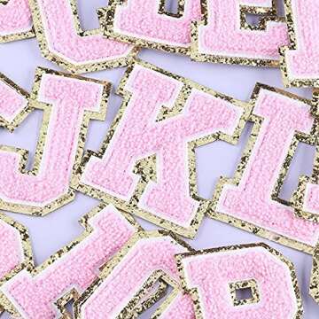 Stylish 26Pcs A-Z Iron On Letter Patches - Pink Decorative Appliques