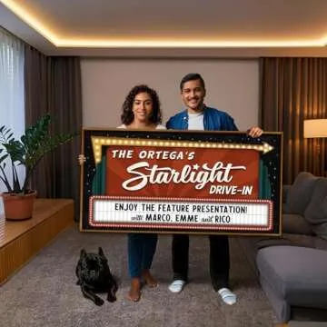 Pretty Perfect Studio Personalized Family Drive-In Theater Arrow Starlight Home Theatre Cinema Canvas Wall Art 20"x40"