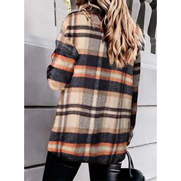 Dokotoo Women's Classic Plaid Button-Up Flannel Shirt - Long Sleeve, Soft, Loose, Office Jacket - Or...
