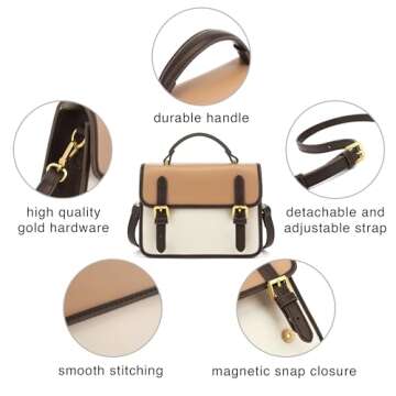 Scarleton Crossbody Bags for Women, Purses for Women, Lightweight Women’s Shoulder Bag, Messenger Bag with 2 Straps, H210402B - Off White/Brown