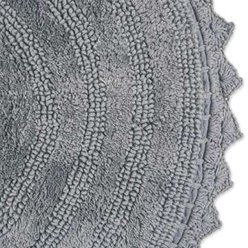 DII Crochet Collection Reversible Bath Mat, Round, 27.5" Diameter, Gray