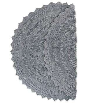 DII Crochet Collection Reversible Bath Mat, Round, 27.5" Diameter, Gray
