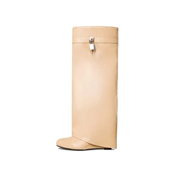 Keleimusi Stylish Fold Over Wedge Knee High Boots