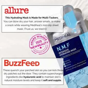 Mediheal Official [Korea's No 1 Sheet Mask] - 10 Pack N.M.F Intensive Hydrating Mask/Ultra Moisturizing & Soothing 100% Cotton Sheet Facial Mask, NMF & Hyaluronic Acid & Witch Hazel Contained