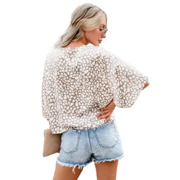 Farktop Stylish Floral V Neck Tie Blouses for Women