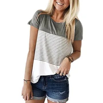YunJey Triple Color Block Stripe T-Shirt - Chic Summer Casual Blouse