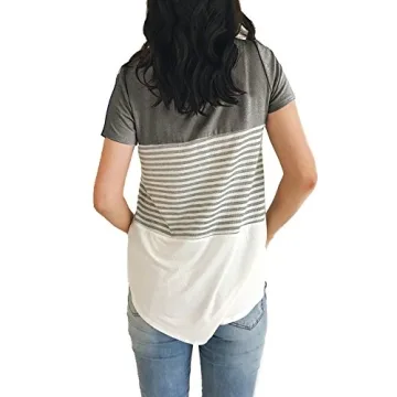 YunJey Triple Color Block Stripe T-Shirt Stylish Summer Top
