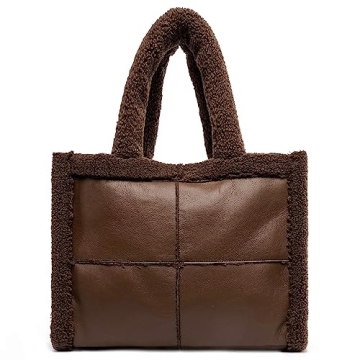 Like Dreams Large Sherpa Tote Bag for Women - Stylish Vegan Leather