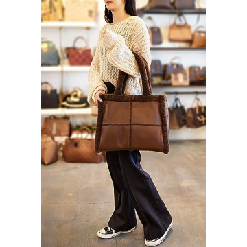 Like Dreams Large Sherpa Tote Bag for Women - Stylish Vegan Leather