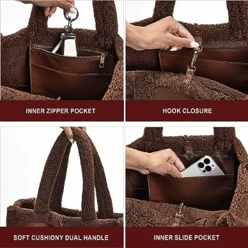 Like Dreams Large Sherpa Tote Bag for Women - Stylish Vegan Leather