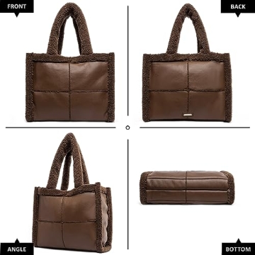 Like Dreams Large Sherpa Tote Bag for Women - Stylish Vegan Leather