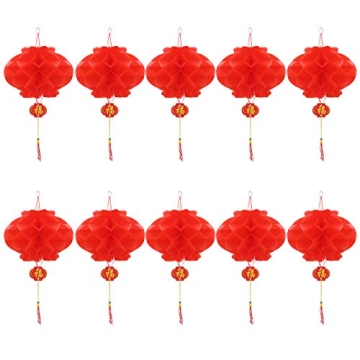 10 Pcs Chinese New Year Lanterns Red Lanterns Set of 10 for Chinese Spring Festival Wedding Festival...