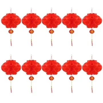 10 Pcs Chinese New Year Lanterns Red Lanterns Set for Spring Festival & More