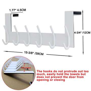 SKOLOO Over The Door Hook Hanger- 6 Hooks, Stainless Steel Door Hook, Over Door Rack for Hanging Coa...