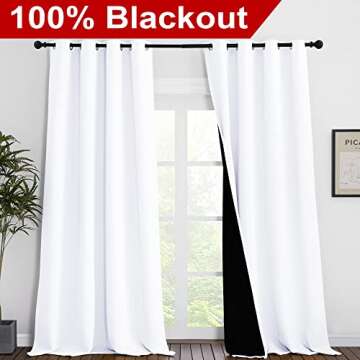 NICETOWN Full Shading Cold Blocking Curtains for Windows, Super Heavy-Duty Black Lined Blackout Curt...