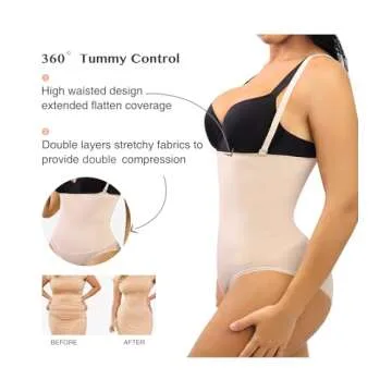 FeelinGirl Women Shapewear Tummy Control Underwear High Waisted Panties Butt Lifting Stomach Shapewear Slimming Waistband Beige
