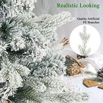 Diahom Tabletop Christmas Tree Artificial Mini Small 18 inches Snow Flocked Xmas Pine Tree for Table Desk Home Christmas Decor