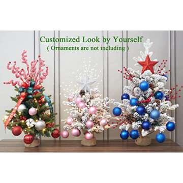 Diahom Tabletop Christmas Tree Artificial Mini Small 18 inches Snow Flocked Xmas Pine Tree for Table Desk Home Christmas Decor