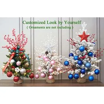 Diahom Tabletop Christmas Tree Artificial Mini Small 18 inches Snow Flocked Xmas Pine Tree for Table Desk Home Christmas Decor