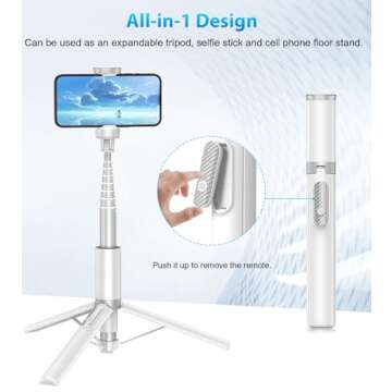 Gahenwo Phone Tripod & Selfie Stick with Remote for 4"-7" Cell Phone, 60" Portable Smartphone Stand,...