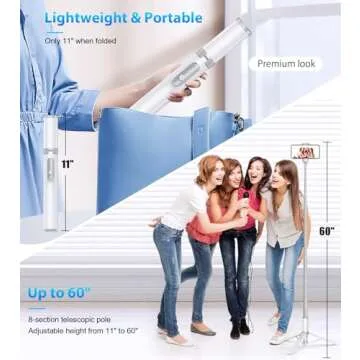 Gahenwo Phone Tripod & Selfie Stick with Remote for 4"-7" Cell Phone, 60" Portable Smartphone Stand, Extendable Lightweight Travel for Selfies Video Recording Vlog Compatible with iPhone Android