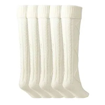 Floral Find Women's Cable Knit Knee-High Winter Boot Socks Extra Long Thigh Leg Warmers Stocking