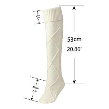 Floral Find Women's Cable Knit Knee-High Winter Boot Socks Extra Long Thigh Leg Warmers Stocking