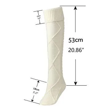 Floral Find Women's Cable Knit Knee-High Winter Boot Socks Extra Long Thigh Leg Warmers Stocking