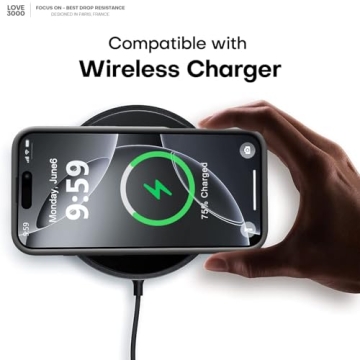 LOVE 3000 Designed for iPhone 16 Pro Case, Premium Silicone with [Soft Anti-Scratch Microfiber Lining] Shockproof Protective Phone Case for Men Women Girls 6.3", Black