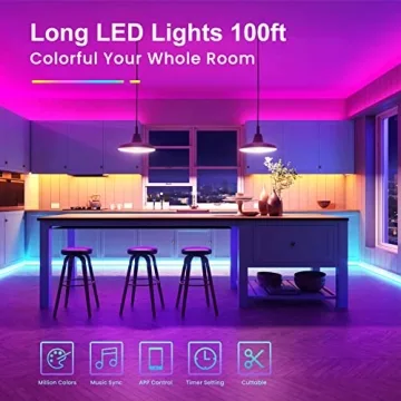 TJOY 100ft Bluetooth LED Strip Lights for Vibrant Spaces