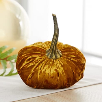 Set of 3 Elegant Velvet Pumpkins for Autumn Decor