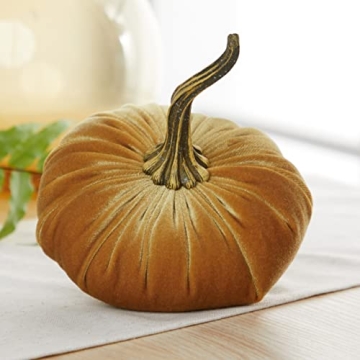 Set of 3 Elegant Velvet Pumpkins for Autumn Decor