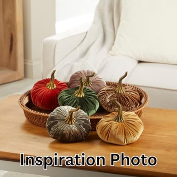 Set of 3 Elegant Velvet Pumpkins for Autumn Decor