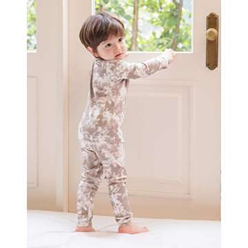 VAENAIT BABY Kids Boys 100% Cotton Sleepwear Pajamas 2pcs Set Prism Beige S