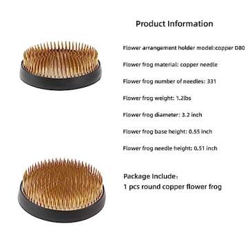 Flower Arrangement Holder Flower Frog Brass Pin Frog for Classroom Teaching, Home, Office (3.2 inch ...