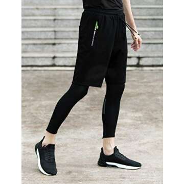 Tansozer Men's Casual Shorts Elastic Waist Comfy Workout Shorts Drawstring Summer Jogger Shorts with Zipper Pockets (Black, XXX-Large)