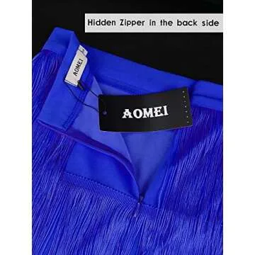 AOMEI High Waist Fringe Bodycon Midi Skirt for Women